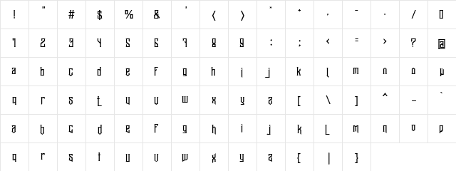 Banten Unfamous 2 Lowcase Alt Regular  glyph index