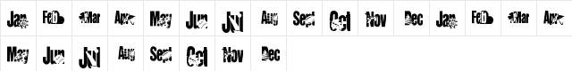 KR Calendar Regular  glyph index
