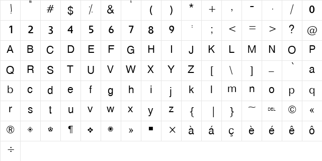 Hacen Vanilla Ultra Light Regular  glyph index