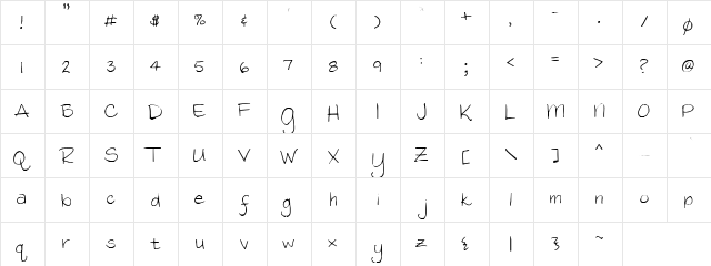 mimi regular  glyph index