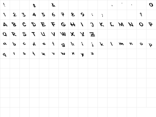 Polo-Semi Script Leftified Regular  glyph index