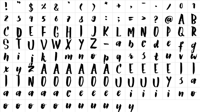 GS Claretta Brush Regular  glyph index