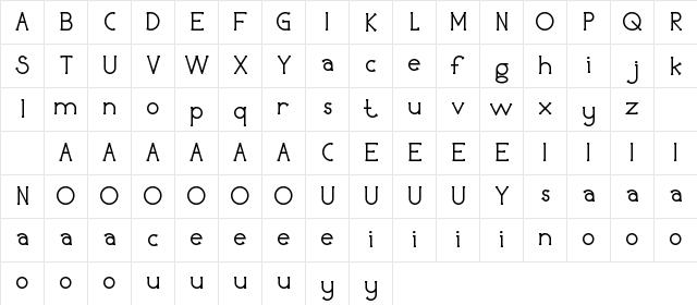 Holea DEMO Regular  glyph index