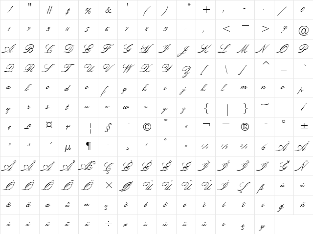 00444 Regular  glyph index