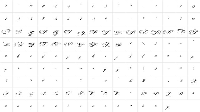 Photograph Script Free Personal Regular  glyph index