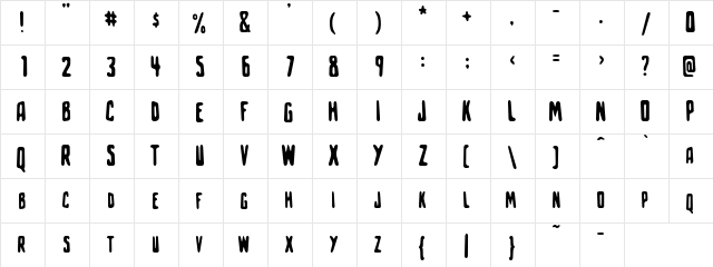 Slowhand Regular  glyph index