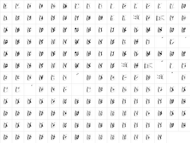 Heraldic Regular  glyph index