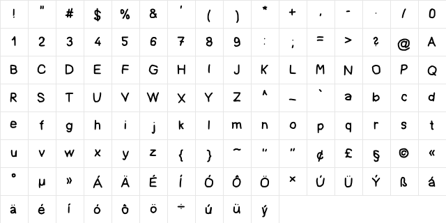 Jirkovo pҳmo Regular  glyph index