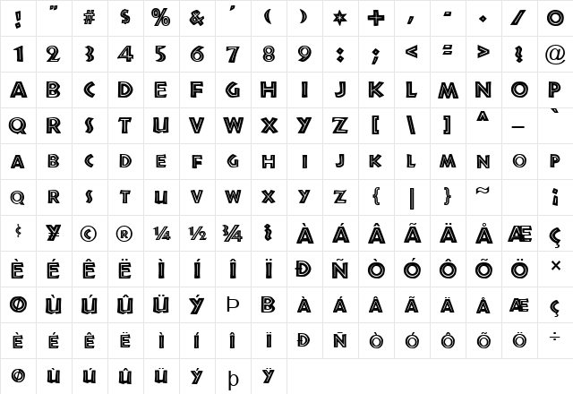Jurassic Normal  glyph index
