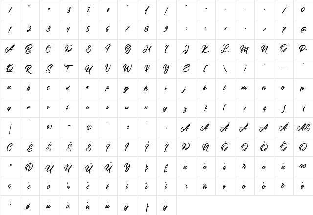 Manthesy Regular  glyph index