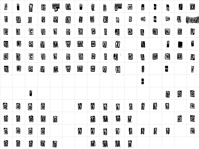 Pozotwo Regular  glyph index
