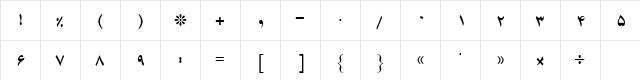 B Karim Bold  glyph index