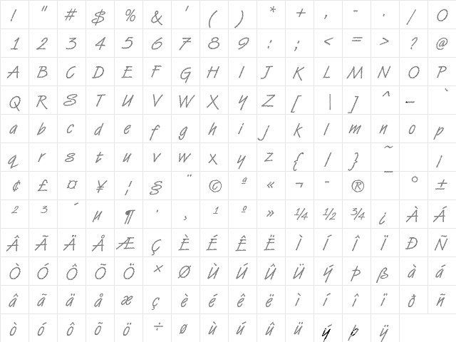 VanDijk22 Becker Regular  glyph index