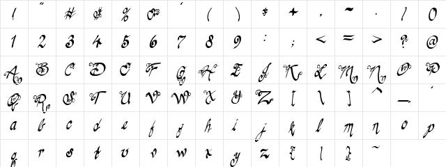 PC Creme Brulee Regular  glyph index