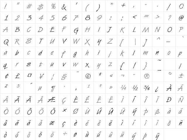 DTCVanDijkM18 Regular  glyph index