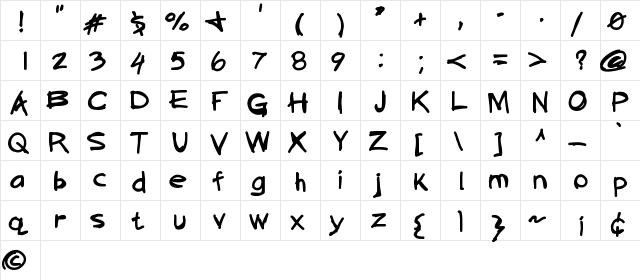 QuickAsABunny Medium  glyph index