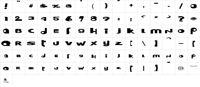 Hooper dooper Regular  glyph index