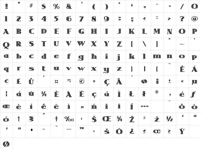 Gemini Regular  glyph index