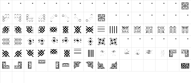 Borderbats-Filligree Regular  glyph index