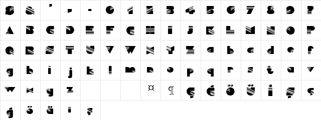 Sinalco Regular  glyph index