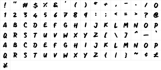 Marker Notes Regular  glyph index