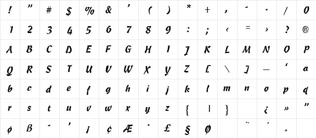CARMENC Regular  glyph index
