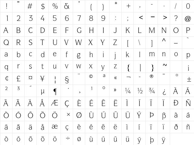 ITC Symbol Std Book  glyph index