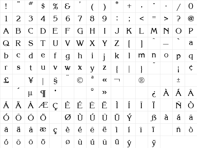 Moving Out 1 Regular  glyph index