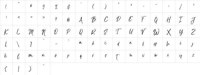The BraggestDemo Regular  glyph index