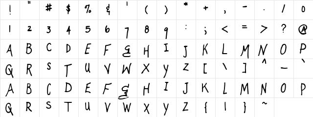 Mugnuts Regular  glyph index