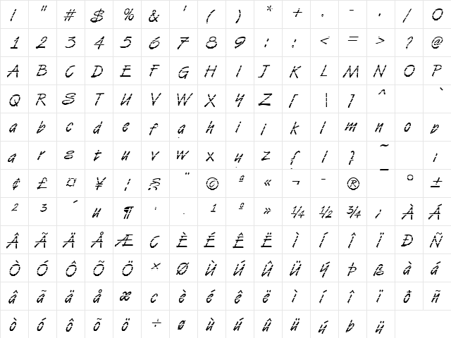 VanDijk19 Becker Regular  glyph index