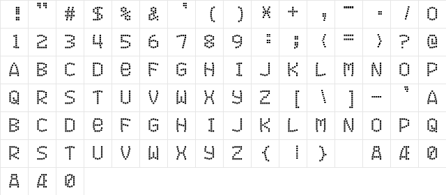 Exit font for a film Regular  glyph index