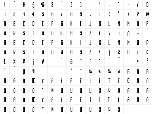 Dark Dominion Laser Regular  glyph index