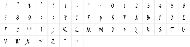 CallifontsF53PostScript Regular  glyph index