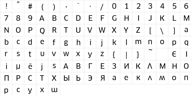 ClanPro Regular  glyph index