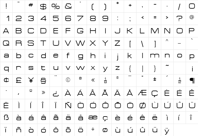 MinimaExpandedSSK Regular  glyph index