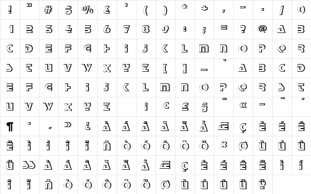 StopDRe1 Regular  glyph index