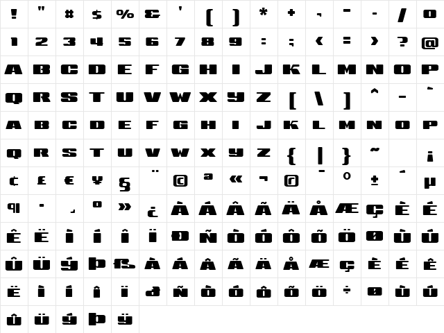 Sneakers UltraWide SC Regular  glyph index