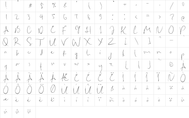 BethariaSonata Regular  glyph index