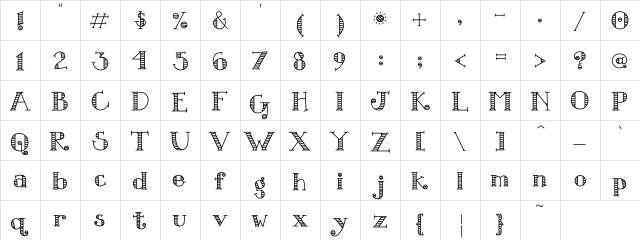 DJ Picket Regular  glyph index