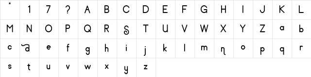 Sundylle Regular Regular  glyph index