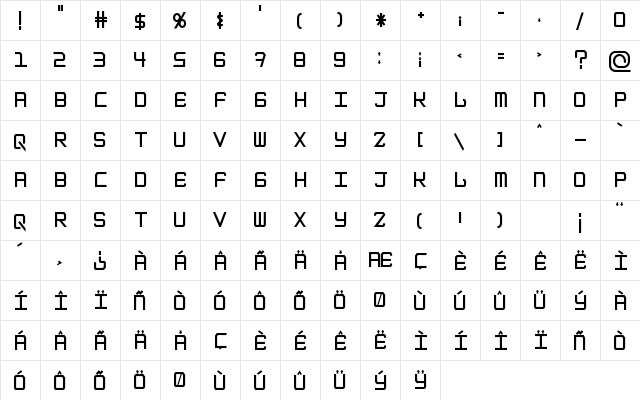 EpicenterBold Regular  glyph index