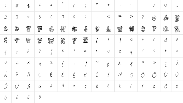 Aztecways Medium  glyph index
