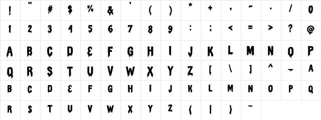 Haluween Regular  glyph index