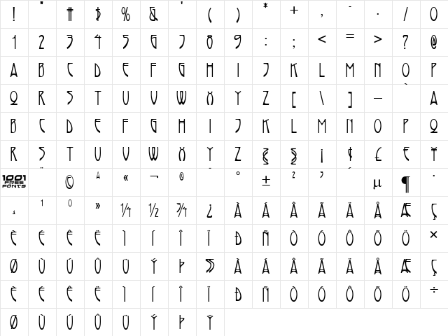 Rivanna NF Regular  glyph index