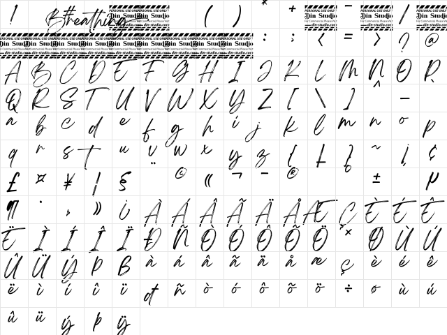 Breathing Personal Use Regular  glyph index