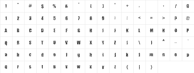 Broken Angles Regular  glyph index