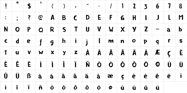 Ice Cream Man DEMO Regular  glyph index