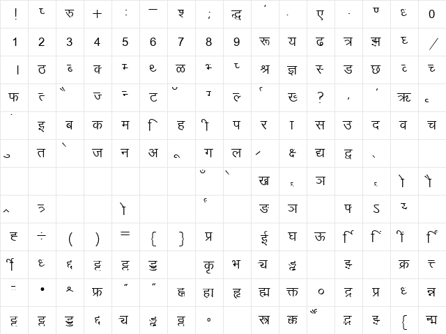 DevLys 010 Normal  glyph index