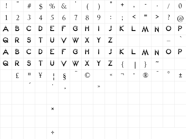 Snow Kei Regular  glyph index